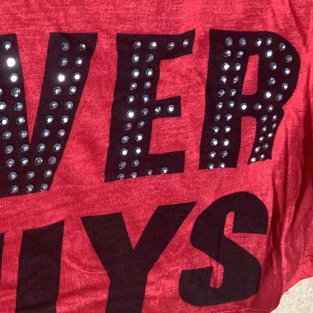 Blush NEW - Sz XL - cropped super soft TEE “ Fries Over Guys “ rhinestone - Picture 4 of 5